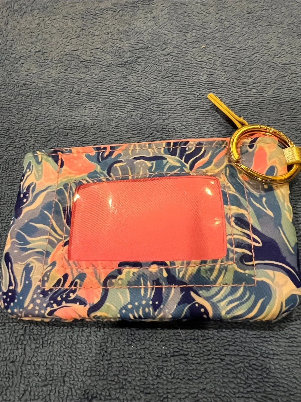 NWOT Lilly Pulitzer Blue, Pink & Gold Floral Cosmetic Pouch